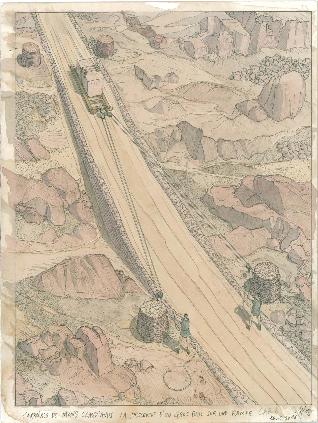 Descendiendo una gran roca por una rampa - Jean-Claude Golvin